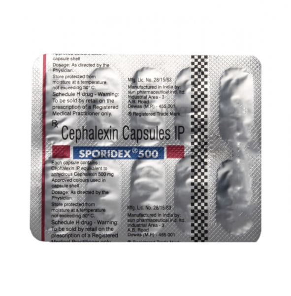 Sporidex 500mg Capsule 10'S, schedule: H, 10 Capsule(s) in a Strip ...
